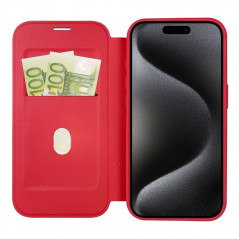 Apple iPhone 15 Pro Wallet Cases Smart Mag Book Elegant  MagSAFE  Red
