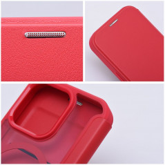 Apple iPhone 15 Pro Wallet Cases Smart Mag Book Elegant  MagSAFE  Red