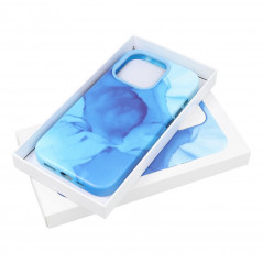 Apple iPhone 14 Case Leather Mag Cover Elegant  MagSAFE  Blue splash