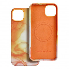 Apple iPhone 14 Plus Case Leather Mag Cover Elegant  MagSAFE  Orange splash