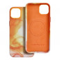 Apple iPhone 14 Plus Case Leather Mag Cover Elegant  MagSAFE  Orange splash