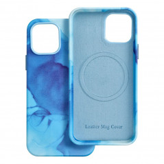 Apple iPhone 12 Pro Case Leather Mag Cover Elegant  MagSAFE  Blue splash