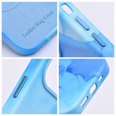 Apple iPhone 12 Pro Case Leather Mag Cover Elegant  MagSAFE  Blue splash