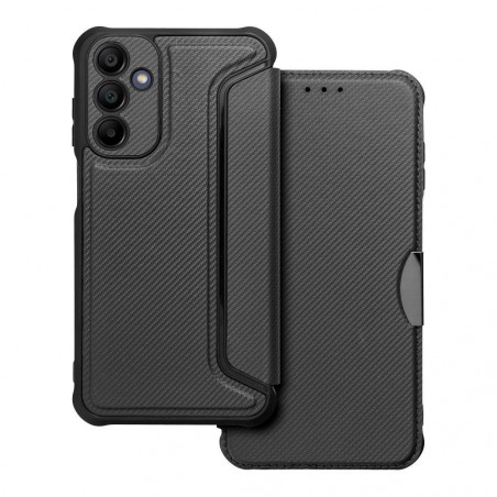 Samsung Galaxy A15 LTE Wallet Cases Razor Book Carbon Fibre, Carbon pattern Black