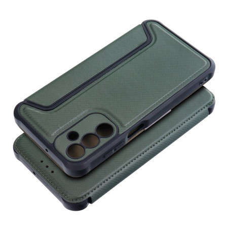 Samsung Galaxy A15 LTE Wallet Cases Razor Book Carbon Fibre, Carbon pattern Dark green