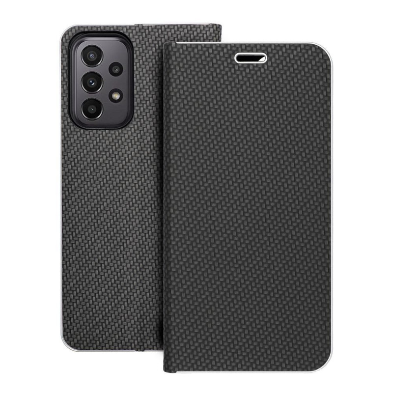 Samsung Galaxy A23 5G Wallet Cases LUNA Book Carbon Carbon Fibre, Elegant  Black