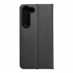 Samsung Galaxy S23 5G Wallet Cases LUNA Book Carbon Carbon Fibre, Elegant  Black