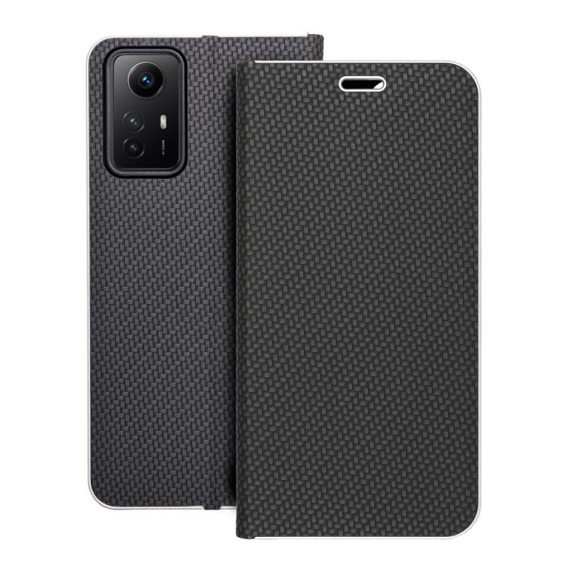 XIAOMI Redmi Note 12s Wallet Cases LUNA Book Carbon Carbon Fibre, Elegant  Black