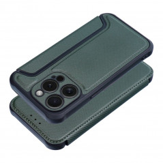 Apple iPhone 15 Pro Wallet Cases Razor Book Carbon Fibre, Carbon pattern  Dark green