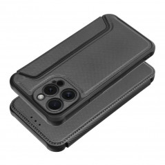 Apple iPhone 15 Pro Max Wallet Cases Razor Book Carbon Fibre, Carbon pattern  Black