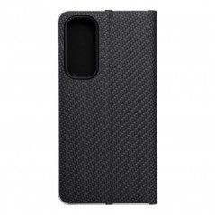 Samsung Galaxy A35 Wallet Cases LUNA Book Carbon Carbon Fibre, Elegant  Black