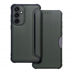 Samsung Galaxy S23 FE Wallet Cases Razor Book Carbon Fibre, Carbon pattern  Dark green