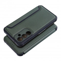 Samsung Galaxy S23 FE Wallet Cases Razor Book Carbon Fibre, Carbon pattern  Dark green