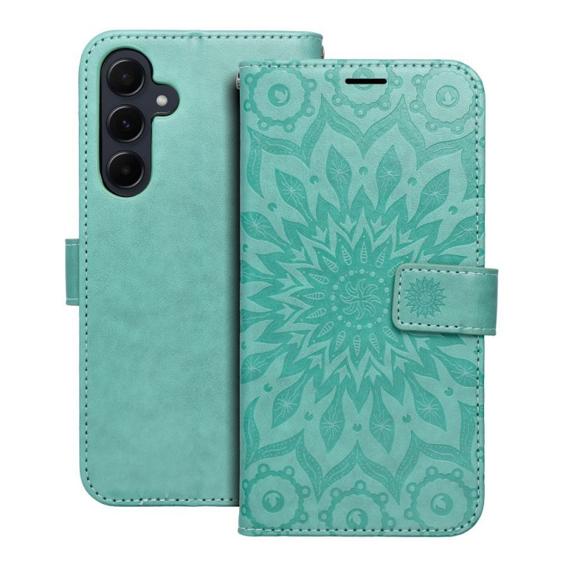 Samsung Galaxy A55 Wallet Cases MEZZO Book Mandala  Green