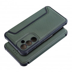 Samsung Galaxy A35 Wallet Cases Razor Book Carbon Fibre, Carbon pattern  Dark green