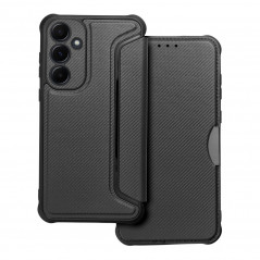 Samsung Galaxy A55 Wallet Cases Razor Book Carbon Fibre, Carbon pattern  Black