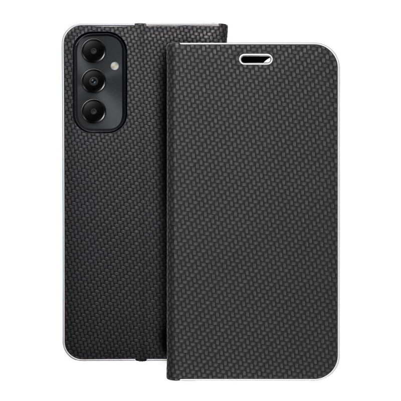 Samsung Galaxy A05s Wallet Cases LUNA Book Carbon Carbon Fibre, Elegant  Black