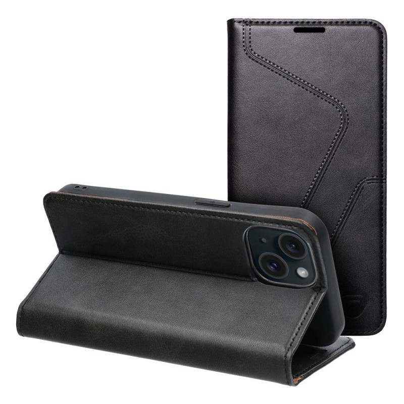 Apple iPhone 15 Wallet Cases Forcell F-PROTECT RFID Blocker Book Elegant  Black