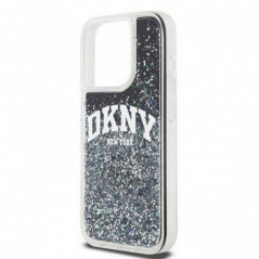 Apple iPhone 15 Pro Case DKNY Liquid Glitters Arch Logo Black