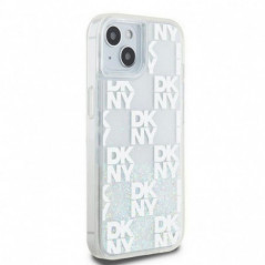 Apple iPhone 15 Case DKNY Liquid Glitters Checkered Pattern White