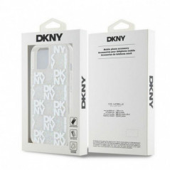 Apple iPhone 15 Case DKNY Liquid Glitters Checkered Pattern White
