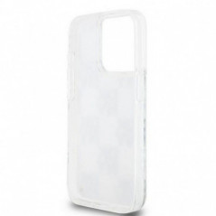 Apple iPhone 15 Pro Case DKNY Liquid Glitters Checkered Pattern White