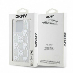 Apple iPhone 15 Pro Case DKNY Liquid Glitters Checkered Pattern White