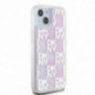 Apple iPhone 15 Case DKNY Liquid Glitters Checkered Pattern Pink