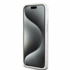 Apple iPhone 15 Case DKNY Liquid Glitters Checkered Pattern Pink