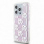 Apple iPhone 15 Pro Case DKNY Liquid Glitters Checkered Pattern Pink