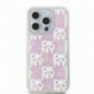 Apple iPhone 15 Pro Case DKNY Liquid Glitters Checkered Pattern Pink