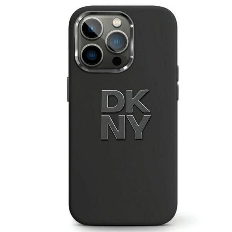 Apple iPhone 15 Case DKNY Silicone Stack Metal Logo Black