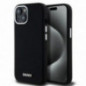 Apple iPhone 15 Case DKNY Silicone Horizontal Metal Logo MagSAFE  Black