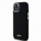 Apple iPhone 15 Case DKNY Silicone Horizontal Metal Logo MagSAFE  Black