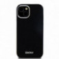 Apple iPhone 15 Plus Case DKNY Silicone Horizontal Metal Logo MagSAFE  Black
