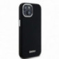 Apple iPhone 15 Plus Case DKNY Silicone Horizontal Metal Logo MagSAFE  Black