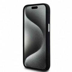 Apple iPhone 15 Plus Case DKNY Silicone Horizontal Metal Logo MagSAFE  Black