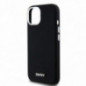 Apple iPhone 15 Plus Case DKNY Silicone Horizontal Metal Logo MagSAFE  Black