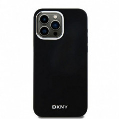 Apple iPhone 15 Pro Max Case DKNY Silicone Horizontal Metal Logo MagSAFE  Black