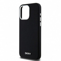 Apple iPhone 15 Pro Max Case DKNY Silicone Horizontal Metal Logo MagSAFE  Black