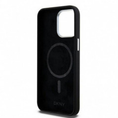 Apple iPhone 15 Pro Max Case DKNY Silicone Horizontal Metal Logo MagSAFE  Black