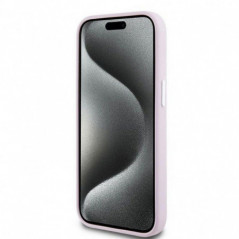 Apple iPhone 15 Case DKNY Silicone Horizontal Metal Logo MagSAFE  Pink