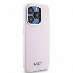 Apple iPhone 15 Pro Case DKNY Silicone Horizontal Metal Logo MagSAFE  Pink