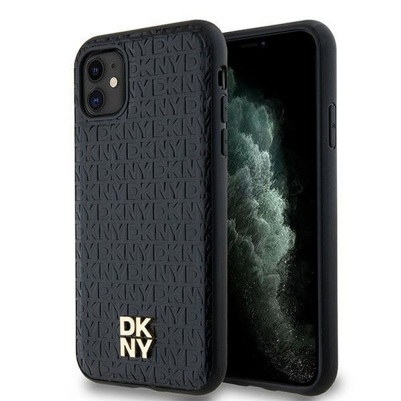 Apple iPhone 11 Case DKNY Pu Repeat Pattern Stack Logo MagSAFE  Black