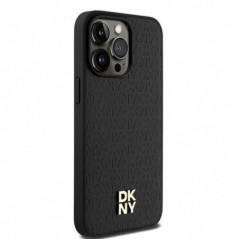 Apple iPhone 15 Pro Max Case DKNY Pu Repeat Pattern Stack Logo MagSAFE  Black