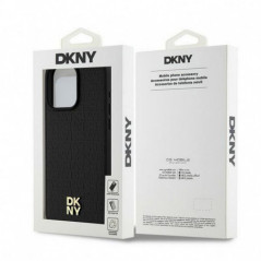 Apple iPhone 15 Pro Max Case DKNY Pu Repeat Pattern Stack Logo MagSAFE  Black