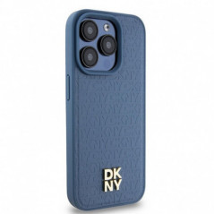 Apple iPhone 15 Pro Case DKNY Pu Repeat Pattern Stack Logo MagSAFE  Blue