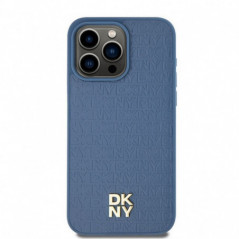 Apple iPhone 15 Pro Max Case DKNY Pu Repeat Pattern Stack Logo MagSAFE  Blue