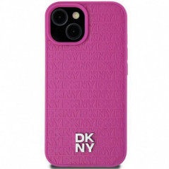 Apple iPhone 15 Case DKNY Pu Repeat Pattern Stack Logo MagSAFE  Pink