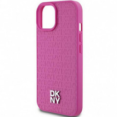 Apple iPhone 15 Case DKNY Pu Repeat Pattern Stack Logo MagSAFE  Pink
